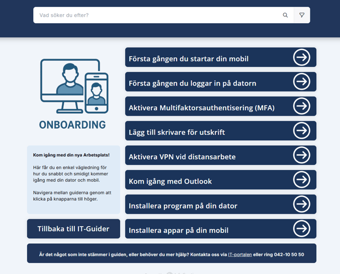 The City of Helsingborg's IT onboarding portal in InfoCaption