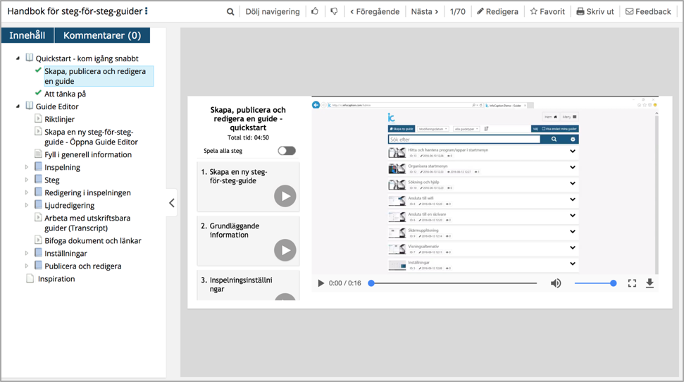 A digital handbook about a web platform.