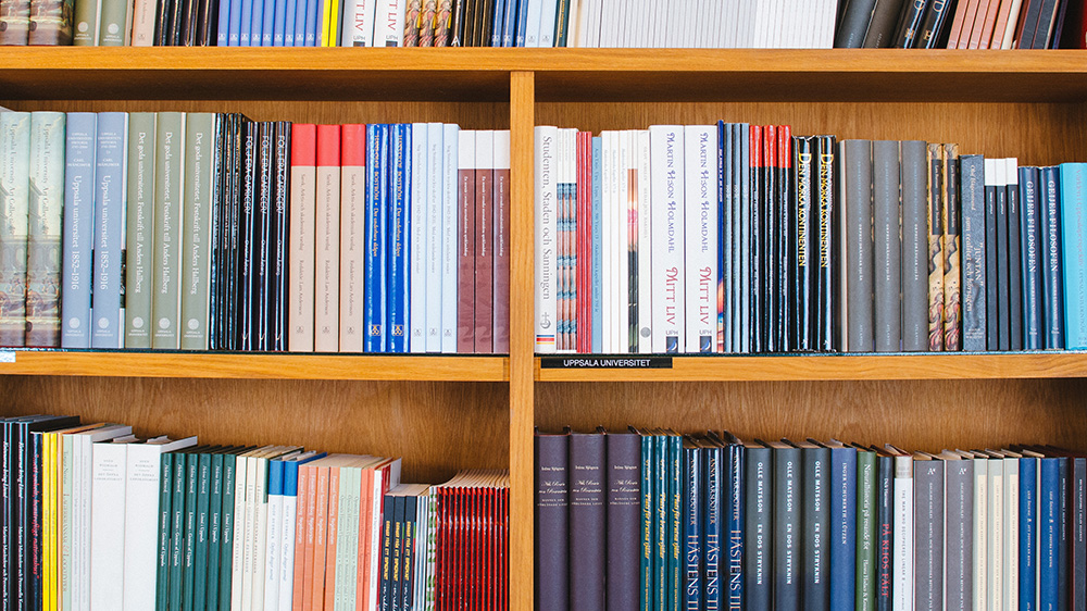 A tidy book shelf.