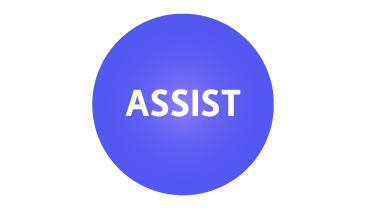 ASSIST center lila cirkel